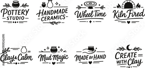 Artistic pottery studio logos and handmade ceramics designs