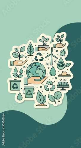 Eco Friendly Icons and Symbols Collage.