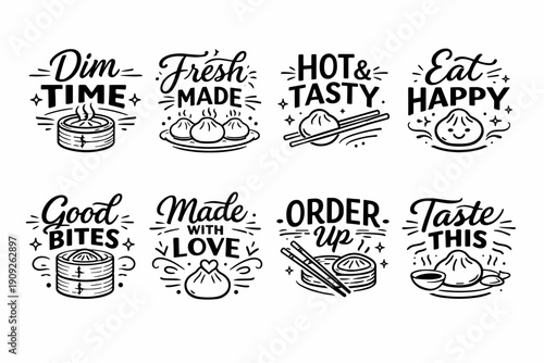 Dim sum doodles: fresh dumplings and happy eating illustrations