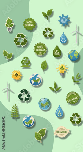 Eco Friendly Symbols and Icons Collection.