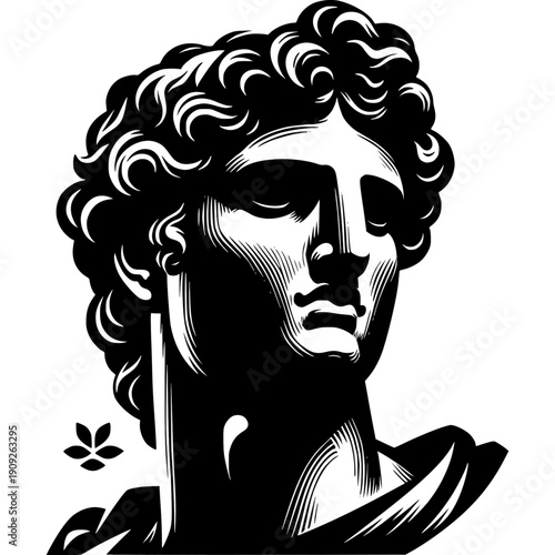 Timeless Stone: A classic monochrome portrayal of a sculpted bust, evoking the enduring beauty and artistry of classical antiquity.