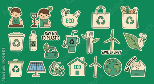 Eco Friendly Icons Set for Sustainability.
