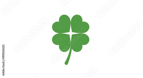Lucky green four leaf clover icon on white background symbolizing good fortune and luck