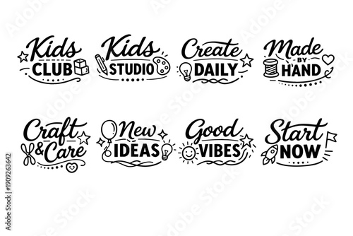 Creative hand-drawn lettering designs with inspirational quotes and decorative elements