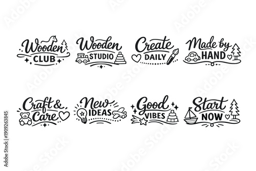 Handcrafted signs with inspirational messages and artistic elements