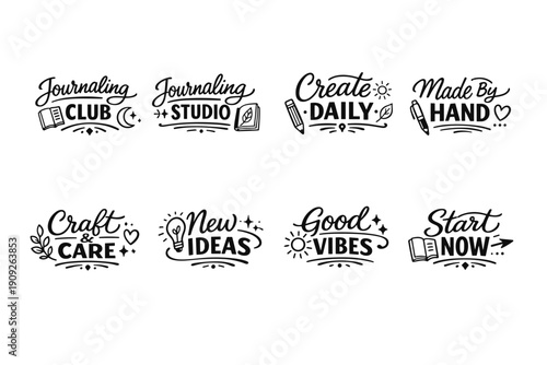 Creative journaling inspiration with motivational hand-drawn typography designs