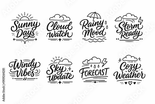 Weather-themed calligraphy designs for various climate moods and conditions