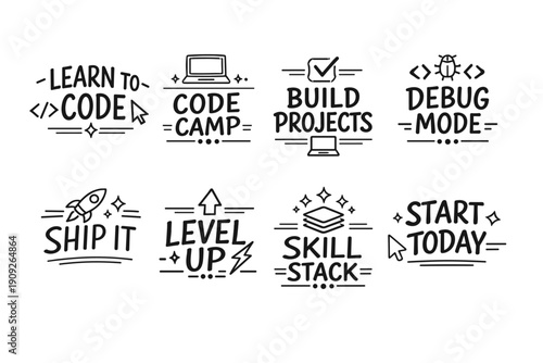 Coding inspiration: motivational phrases and icons for developers