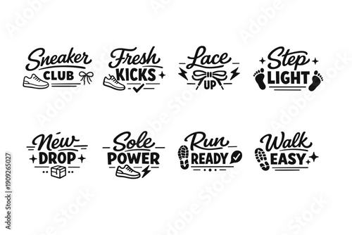 Sneaker-themed typography designs showcasing popular shoe-related phrases