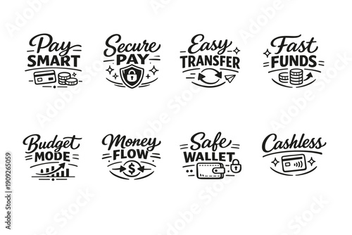 Financial icons for digital payments and budget management