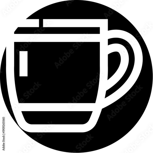 Coffee mug icon designed as a sleek, simple beverage graphic, emphasizing drinkware and the concept of an enjoyable morning or leisure break in a modern style