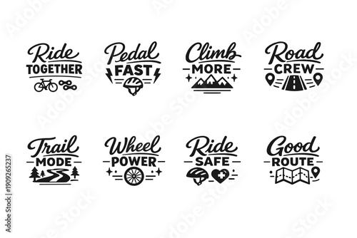Cycling motivational badges for riding enthusiasts