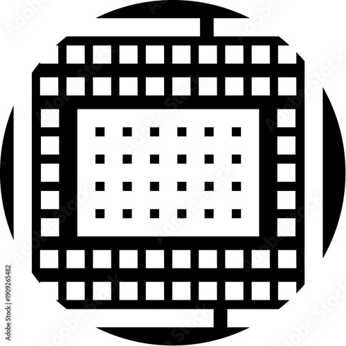 Microprocessor symbol depicting modern cpu hardware with electrical circuits, connecting digital data across a network for advanced electronic computation in information systems