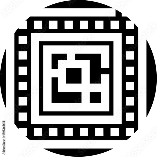 Chip processor graphic icon illustrating computing power and technology, representing a core component of modern digital systems and artificial intelligence