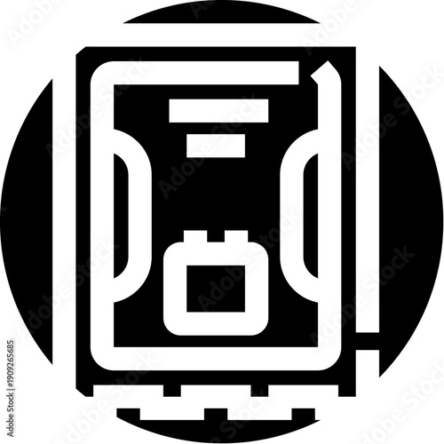 Heating boiler glyph icon representing home heating system, hot water supply, temperature control and energy efficient indoor comfort for residential plumbing and hvac applications