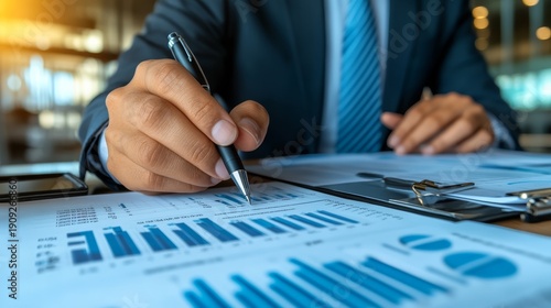 Professional man in formal attire diligently writing notes on paper in office setting.