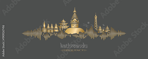 Kathmandu Frequency Vector Illustration Soundwave Skyline Nepal Design