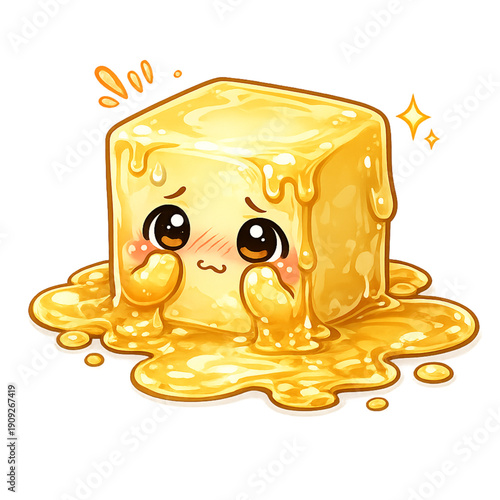 Shy chibi butter cube melting
