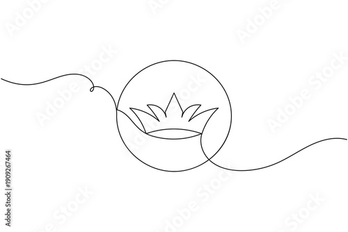 Royal crown icon continuous one line drawing on white background minimalist premium status symbol outline vector illustration