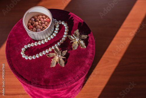 Elegant golden accessories arranged as a luxury fashion concept. Feminine style, modern trends, elegance and refined aesthetics