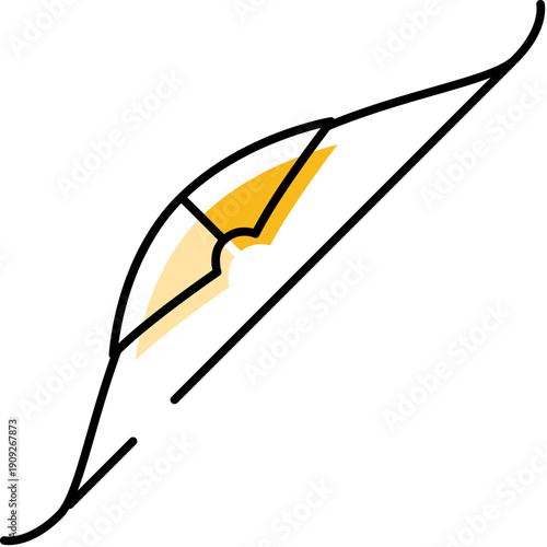 Recurve bow icon symbolizing traditional archery and outdoor recreation, ideal for sports, hunting, practice, competition, hobby and web or app design