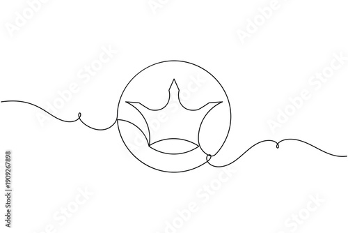 Royal crown icon continuous one line drawing on white background minimalist premium status symbol outline vector illustration