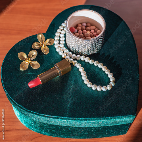 Elegant golden accessories arranged as a luxury fashion concept. Feminine style, modern trends, elegance and refined aesthetics