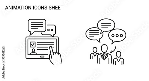 Animated Icons: Online Survey and Team Communication