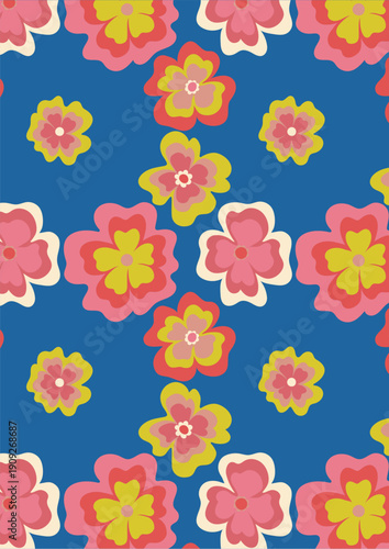 vector illustration in a differente color palette. theme is psychedelic flower another color range. It is suitable for wallpapier, or fabric with vibrant colors.