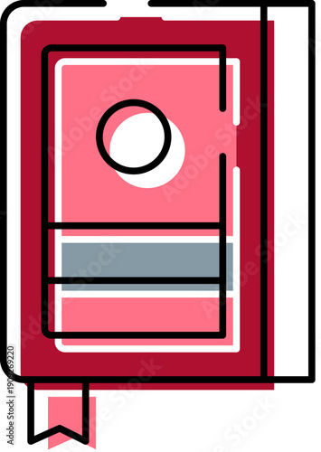 Red notebook or diary with a distinct bookmark, representing education, literature, knowledge, and personal reflections for learning and studying applications