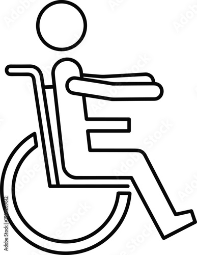 Line Art Icon Of Person In Wheelchair For Accessibility Disability Sign And Medical Symbol