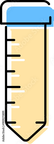 Centrifuge tube with a conical bottom and a blue cap, featuring measurement markings, illustrating essential laboratory equipment for various scientific and medical research applications