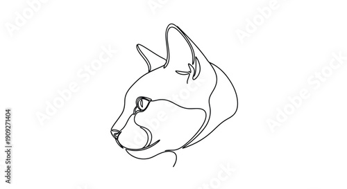 Stylish single line art cat portrait, minimalist feline elegance