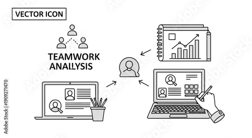 Teamwork Analysis Concept: Collaboration, Data, and Analytics on Digital Devices