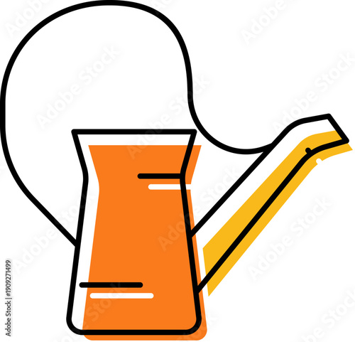 Watering can providing essential nourishment, representing plant care, growth, gardening, and horticulture with its simple, clean design and vibrant colors, ideal for cultivation themes