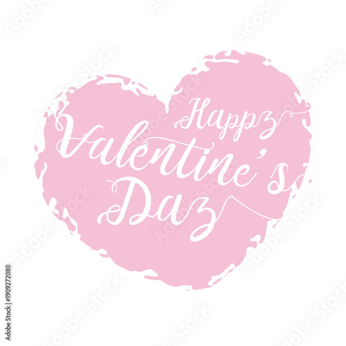 A pink vector heart features elegant calligraphic text that reads Happy Valentine Day. This celebratory design is perfect for expressing love and affection during the holiday.