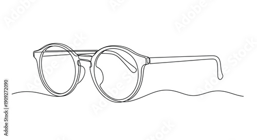 Circular Eyeglasses Continuous Line Drawing