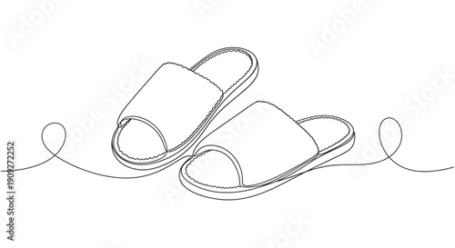 Pair of Slippers Continuous Line Drawing