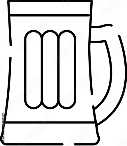 Beer mug line art icon with frothy head, clean outline of a pint glass for beverages, pubs, breweries, celebrations, bars, menus, apps and minimalist uiux designs