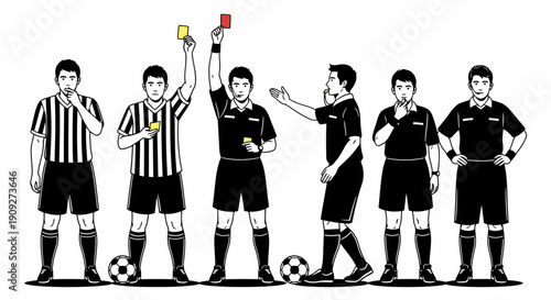 Soccer Referee Signals Yellow  Red Cards, Foul, Whistle, Game Officials
