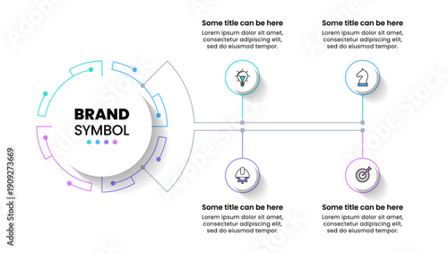 Infographic template. Circle with line and 4 connected points