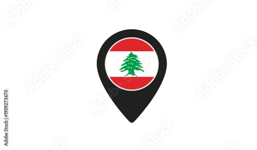 Lebanon Flag Map Pin Icon Vector for Travel and Navigation Design