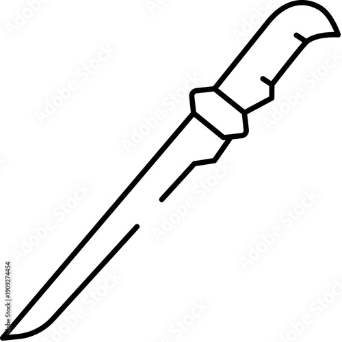 Simple knife blade outline vector illustration featuring a sharp metal tool with a sleek handle, perfect for graphic design elements and weapon concepts