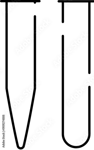 Laboratory glassware including a conical centrifuge tube and a round bottom test tube, vital tools for chemistry experiments, biology studies, and scientific investigation