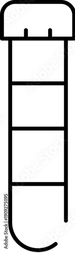 Test tube icon in clean outline style symbolizing laboratory work, chemistry research, medical testing and scientific experiments for education, healthcare, biotech and analysis use