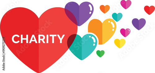 Colorful charity hearts illustration for non-profit organizations