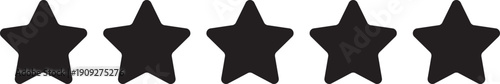 Five black star rating icon