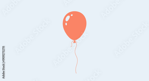Orange Balloon Floating on Light Blue Background, Minimalist Design, Celebration Concept