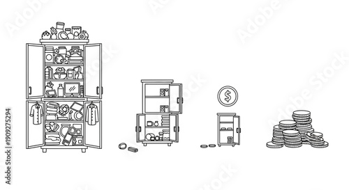 Organized storage solutions, decluttering, saving money, financial planning, home organization, and budgeting