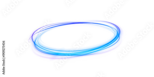 Glowing neon swirl forms a magical spiral with vibrant energy. Blue light frames a futuristic portal glowing in the dark. Dynamic trails create a sense of motion.